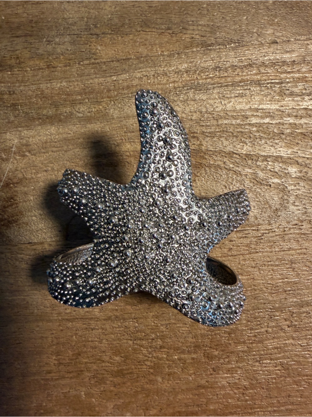 Silver Textured Starfish Cuff Bracelet - Women Jewelry Bracelets